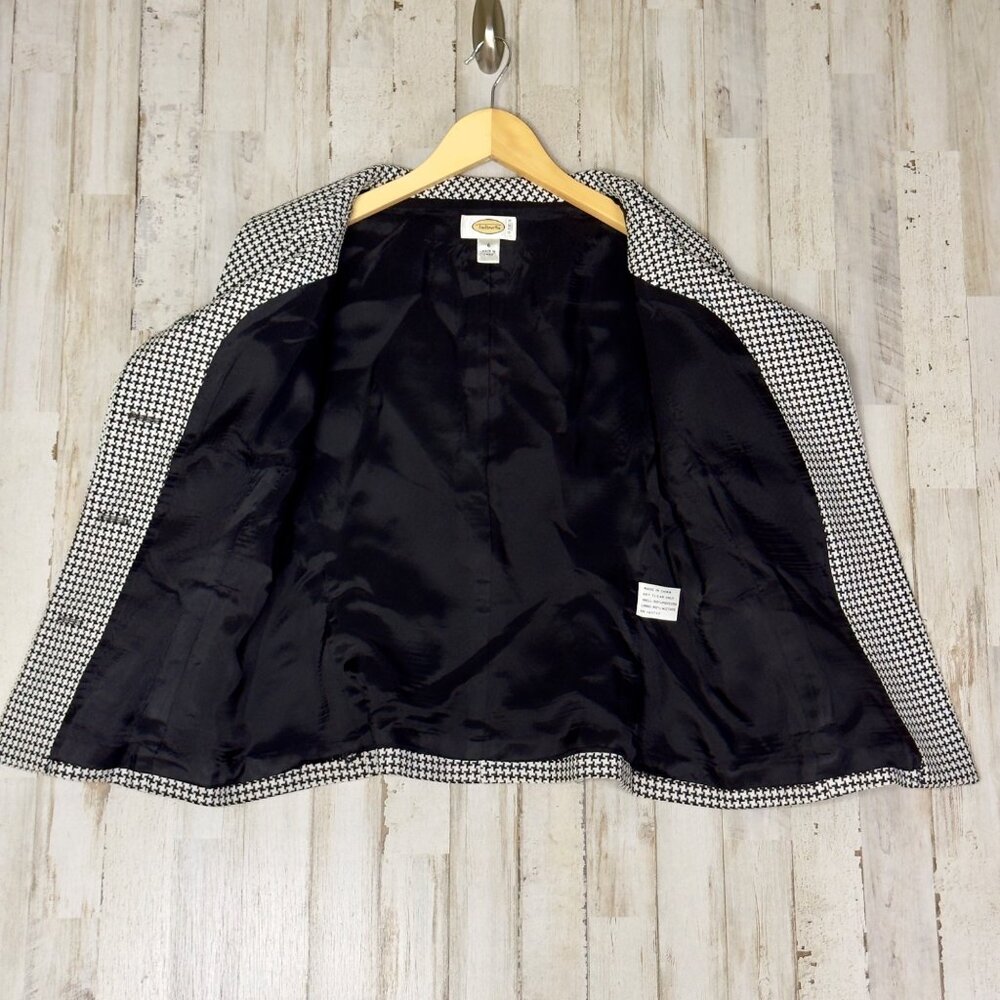 Talbots Black White Houndstooth 3/4 Sleeves Vintage Shawl Collar Jacket Size 6 - Picture 11 of 11